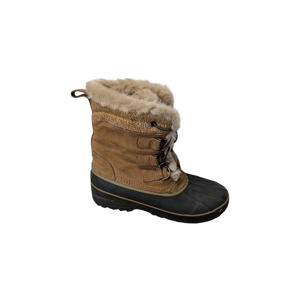 Lands' End All Weather Womens 9B Brown Suede Faux Fur Insulated Duck Boots